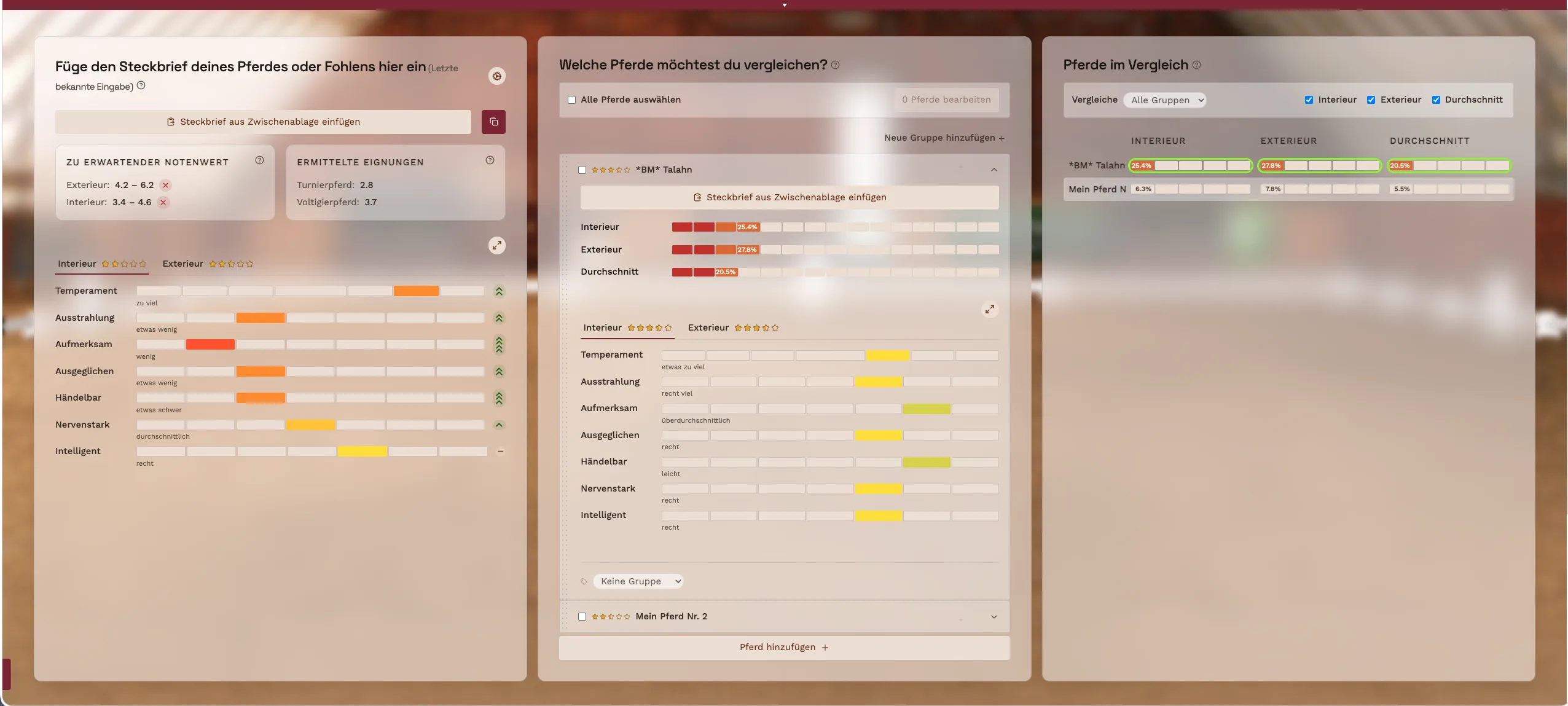 Entwicklung & UX-Redesign: Vergleichstool für die Community eines Pferdebrowserspiels