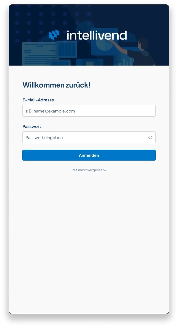 Login-Maske von intellivend in schmaler Sidebar-Einbindung