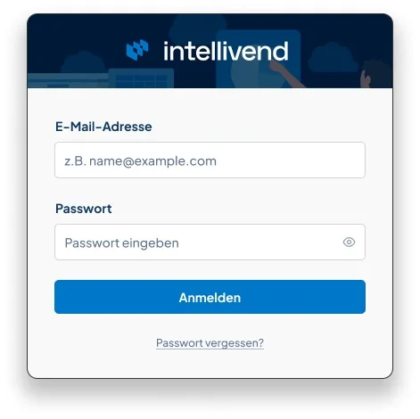 Login-Widget von intellivend zur Einbindung in externe Systeme